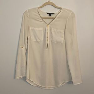 Zac & Rachel Cream Chiffon 3/4 Sleeve Top Size Small